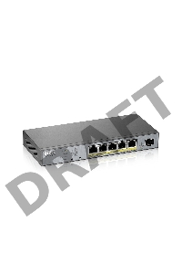 Коммутатор Zyxel GS1350-6HP, 4xGE PoE+, 1xGE PoE++ (802.3bt), 1xSFP, бюджет PoE 60 Вт, дальность передачи питания до 250 м, автоперезагрузка PoE-портов, повышенная защита от перенапряжений и электростатических р