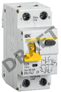 Выключатель автоматический дифференциального тока ИЭК 2п 25А/30мА C  АВДТ 32 MAD22-5-025-C-30