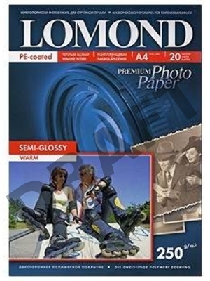 Фотобумага ПРЕМИУМ для стр.печати LOMOND 250 г/м2 односторонняя Semi-Glossy Warm 10х15см(20л)