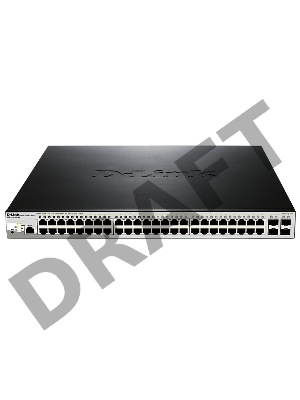 Сетевое оборудование D-Link DGS-1210-52P/ME/A1A Управляемый коммутатор 2 уровня с 24 портами 10/100/1000Base-T с поддержкой PoE, 24 портами 10/100/1000Base-T и 4 портами 1000Base-X SFP