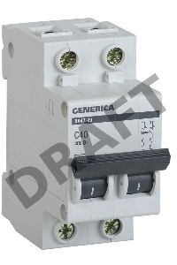 Выключатель автоматический Iek MVA25-2-040-C  ВА47-29 2Р 40А 4,5кА х-ка С GENERICA
