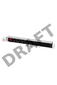 Блок розеток ЦМО  Rem-10 без шнура с выкл., 5 Schuko, 5 IEC 60320 C13, вход IEC 60320 C14, 10A, алюм., 19