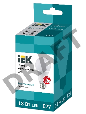 Лампа Iek LLE-A60-13-230-40-E27 светодиодная ECO A60 шар 13Вт 230В 4000К E27 IEK