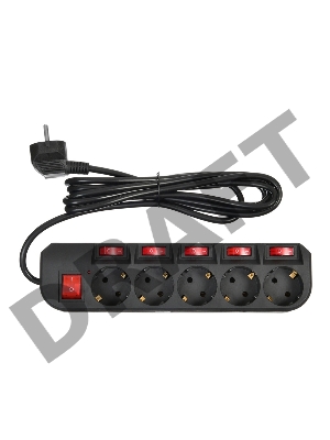 Сетевой фильтр Buro 500SH-3-SW-B 3м (5 розеток) черный (коробка)