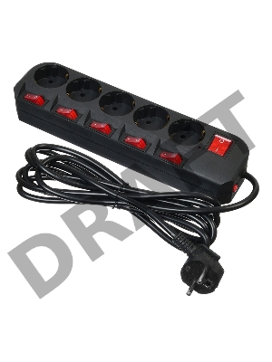 Сетевой фильтр Buro 500SH-3-SW-B 3м (5 розеток) черный (коробка)