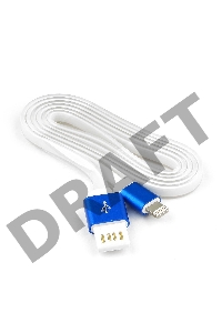 Кабель Gembird  USB 2.0 Cablexpert CC-ApUSBb1m, AM/Lightning 8P, 1м, силиконовый шнур, разъемы синий металлик, пакет