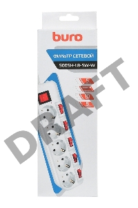 Сетевой фильтр Buro 500SH-1.8-SW-W 1.8м (5 розеток) белый (коробка)
