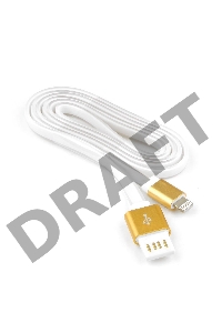 Кабель Gembird AM/Lightning 8P 1м Cablexpert USB2.0/Apple 8p, силиконовый шнур, разъемы золотой металлик, белый/золото, CC-ApUSBgd1m