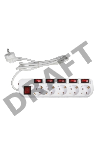 Сетевой фильтр Buro 500SH-1.8-SW-W 1.8м (5 розеток) белый (коробка)