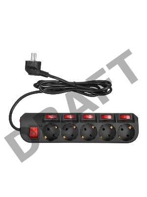 Сетевой фильтр Buro 500SH-1.8-SW-B 1.8м (5 розеток) черный (коробка)