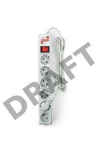 Фильтр-удлинитель Power Cube 1,9 м 6 розеток (серый) 10А/2,2кВт