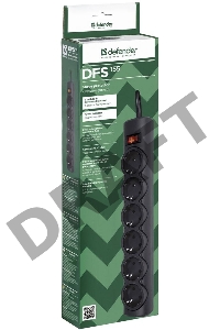 Сетевой фильтр Defender DFS 155 / 6 розеток / чёрный / 5.0 м