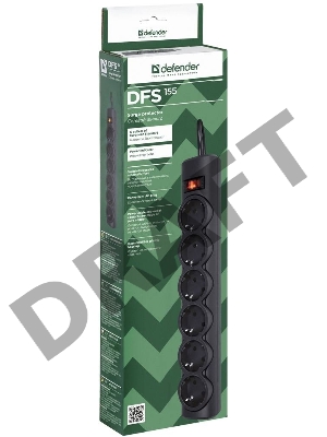 Сетевой фильтр Defender DFS 155 / 6 розеток / чёрный / 5.0 м