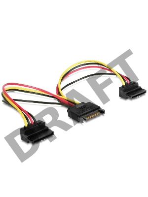 Кабель Gembird/Cablexpert Кабель питания SATA, 15см, 15pin (M)/2x15pin(F) на 2 SATA устройства, угловой разъем (CC-SATAM2F-02)