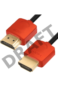 Greenconnect Кабель SLIM 1.0m HDMI 2.0, красные коннекторы Slim, OD3.8mm, HDR 4:2:2, Ultra HD, 4K 60 fps 60Hz, 3D, AUDIO, 18.0 Гбит/с, 32/32 AWG, GCR-51213 Greenconnect Кабель SLIM 1.0m HDMI 2.0, красные коннекторы Slim, OD3.8mm, HDR 4:2:2, Ultra HD, 4K 6