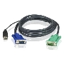 Шнур, мон+клав+мышь USB ATEN, SPHD15=>HD DB15+USB A-Тип, Male-2xMale,  8+4 проводов, опрессованный, 3 метр., черный, (2L-5203U)