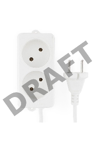 Сетевые фильтры Gembird Удлинитель Гарнизон EL-NL2-W-5, 2 розетки, допустимый ток 10А, длина 5м. 