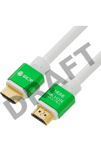 Greenconnect Кабель 1.0m HDMI версия 2.0, HDR 4:2:2, Ultra HD, 4K 60 fps 60Hz/5K*30Hz, 3D, AUDIO, 18.0 Гбит/с, 28/28 AWG, OD7.3mm, тройной экран, белый, AL корпус зеленый, GCR-51295 Greenconnect Кабель 1.0m HDMI версия 2.0, HDR 4:2:2, Ultra HD, 4K 60 fps 