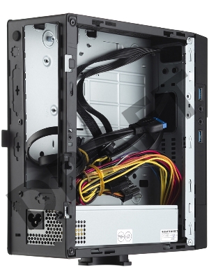 Корпус с блоком питания 220Вт. Case Foxline FL-BQ5, mITX, 1x5.25EXT(slim), 1x2.5INT, 2xUSB3.0, HDA, 1x40fan, w/220W TFX PSU, Tool-Free, w/1.2m EU pwr cord