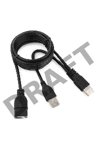 Кабель удлинитель USB 2.0 2xAM/AF 1.8м Gembird PRO, позол.конт., черный, пакет  CCP-USB22-AMAF-6