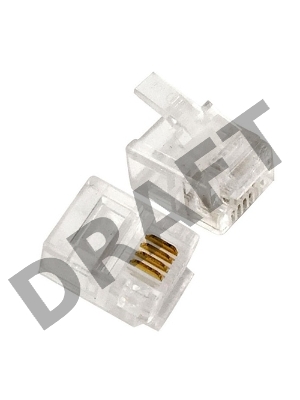 Вилка телефонная MP-6p4c/5, контакты 3m