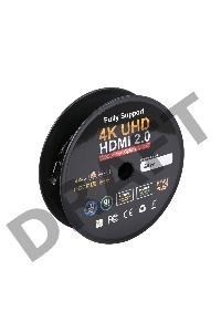 Активный оптический кабель HDMI Cablexpert, 50м, v2.0, 19M/19M, AOC Premium Series, позол.разъемы, экран, коробка