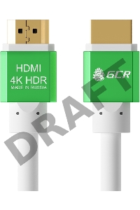 Greenconnect Кабель 1.0m HDMI версия 2.0, HDR 4:2:2, Ultra HD, 4K 60 fps 60Hz/5K*30Hz, 3D, AUDIO, 18.0 Гбит/с, 28/28 AWG, OD7.3mm, тройной экран, белый, AL корпус зеленый, GCR-51295 Greenconnect Кабель 1.0m HDMI версия 2.0, HDR 4:2:2, Ultra HD, 4K 60 fps 