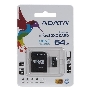 Флеш карта microSDXC 64GB ADATA  UHS-1 CL10 (AUSDX64GUICL10-RA1) + SD adaptor