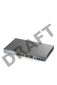 Коммутатор Zyxel GS1350-26HP, 24xGE PoE+, 2xCombo (SFP/RJ-45), бюджет PoE 375 Вт, дальность передачи питания до 250 м, автоперезагрузка PoE-портов, повышенная защита от перенапряжений и электростатических разряд