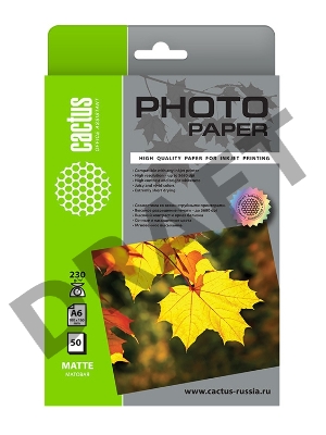 Фотобумага Cactus CS-MA623050 A6/230г/м2/50л./белый матовое для струйной печати