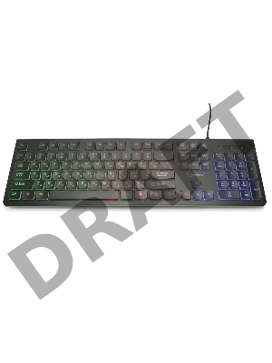Клавиатура с подсветкой Gembird KB-250L, USB, черный, 104 клавиши, подсветка Rainbow, шоколадный тип клавиш, кабель 1.5м