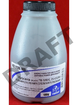 Тонер Kyocera TK-590K, FS-C5250/2026MFP/2126MFP/2526MFP/2626MF Black (фл. 180г) 7K B&W Standart (Tomoegawa) фас России