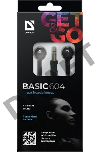 Наушники Defender вставки Basic 604 черный 63604