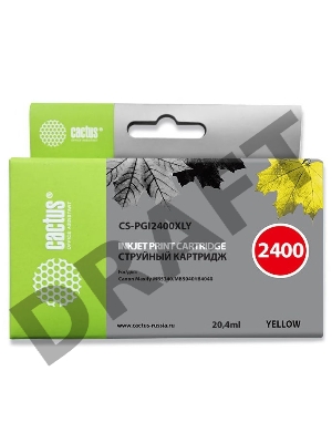 Картридж струйный Cactus CS-PGI2400XLY желтый для Canon MAXIFY iB4040/ МВ5040/ МВ5340 (20.4мл)