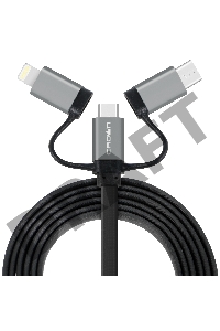 Кабель Crown USB - microUSB/USB Type-C/Lightning CMCU-3182 black