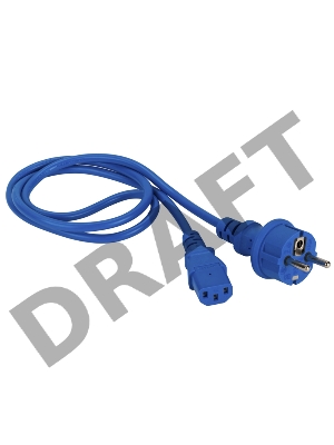 Шнур питания C13-Schuko прямая, 3х0.75, 220В, 10А, синий, 1 метр