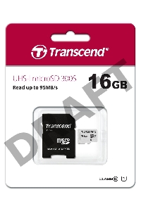 Флеш карта Micro SecureDigital 16Gb Transcend  TS16GUSD300S-A  {MicroSDHC Class 10 UHS-I, SD adapter}