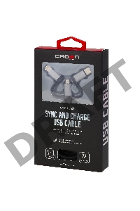 Кабель Crown USB - microUSB/USB Type-C/Lightning CMCU-3182 black