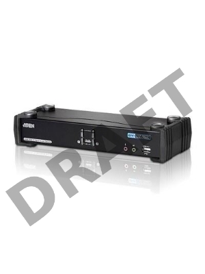 Переключатель KVM ATEN (CS1782A-AT-G) KVM+Audio+USB 2.0,  1 user USB+DVI =>  2 cpu USB+DVI, со шнурами USB 2х1.8м., 2560x1600 60Hz DVI-D Dual Link/204