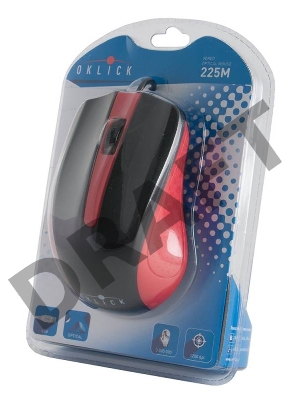 Мышь Oklick 225M черный/красный оптическая (1200dpi) USB (2but)