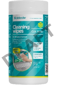 Чистящие салфетки Defender CLN 30320 ECO для экранов всех видов: ЭЛТ, ЖК, плазменными панелями / туба / 100 шт / Россия.