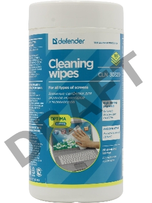 Чистящие салфетки Defender CLN 30320 ECO для экранов всех видов: ЭЛТ, ЖК, плазменными панелями / туба / 100 шт / Россия.