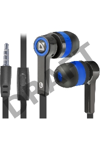 Гарнитура Defender Pulse-420 Black/blue 4-пин 3,5 мм jack, кабель-1,2м