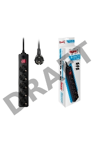 Сетевой фильтр BURO Сетевой фильтр, 5 розеток, 3 метра, (500SH-3-B), черный {992293}