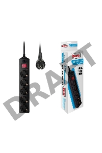 Сетевой фильтр Buro 500SH-1.8-B 1.8м (5 розеток) черный (коробка)