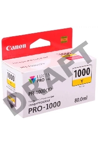 Картридж Canon PFI-1000 Y для IJ SFP PRO-1000 WFG. Жёлтый. 80 мл.