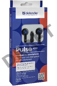 Гарнитура Defender Pulse-420 Black/blue 4-пин 3,5 мм jack, кабель-1,2м