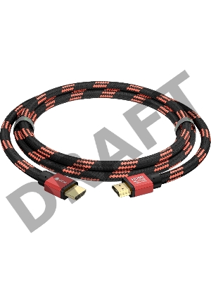 Кабель GCR PROF 1.5m HDMI 2.0, BICOLOR ECO Soft капрон, AL корпус красный, HDR 4:2:2, Ultra HD, 4K 60 fps 60Hz/5K*30Hz, 3D, AUDIO, 18.0 Гбит/с, 28AWG, GCR-54507