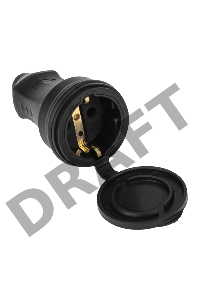 Розетка переносная влагозащищенная с крышкой 2P+PE 230V, 16 А, IP44 каучук PROconnect