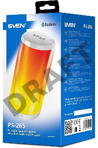 Мобильные колонки SVEN PS-265 1.0 белые  (10W, mini Jack, USB, Bluetooth, micro SD, подсветка, USB Type-C, 2000 мA)